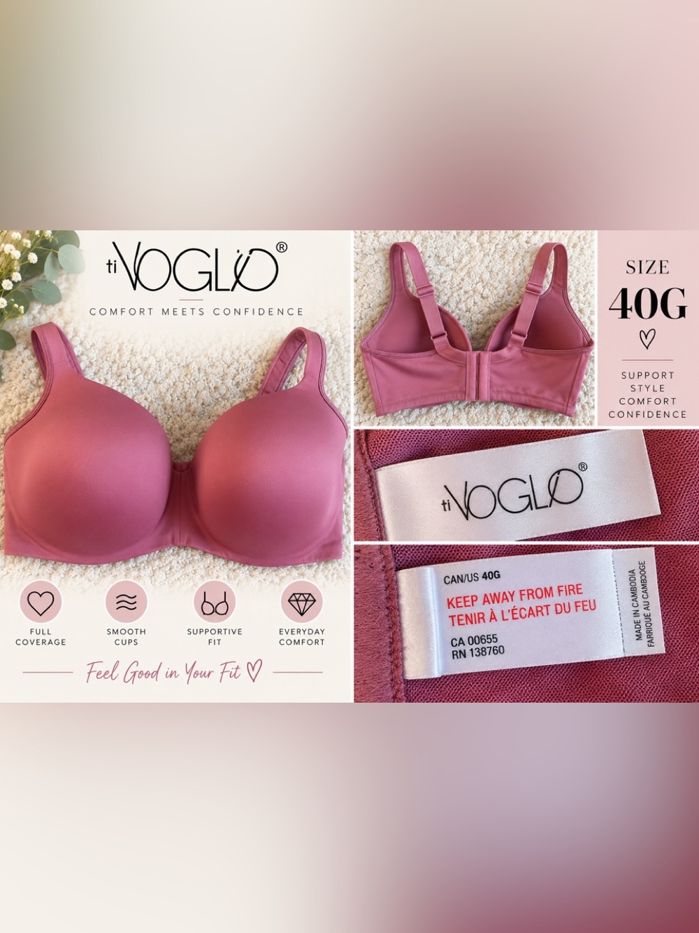 Supportive Everyday Comfort Bra - Rose Pink Ti Voglio 40G